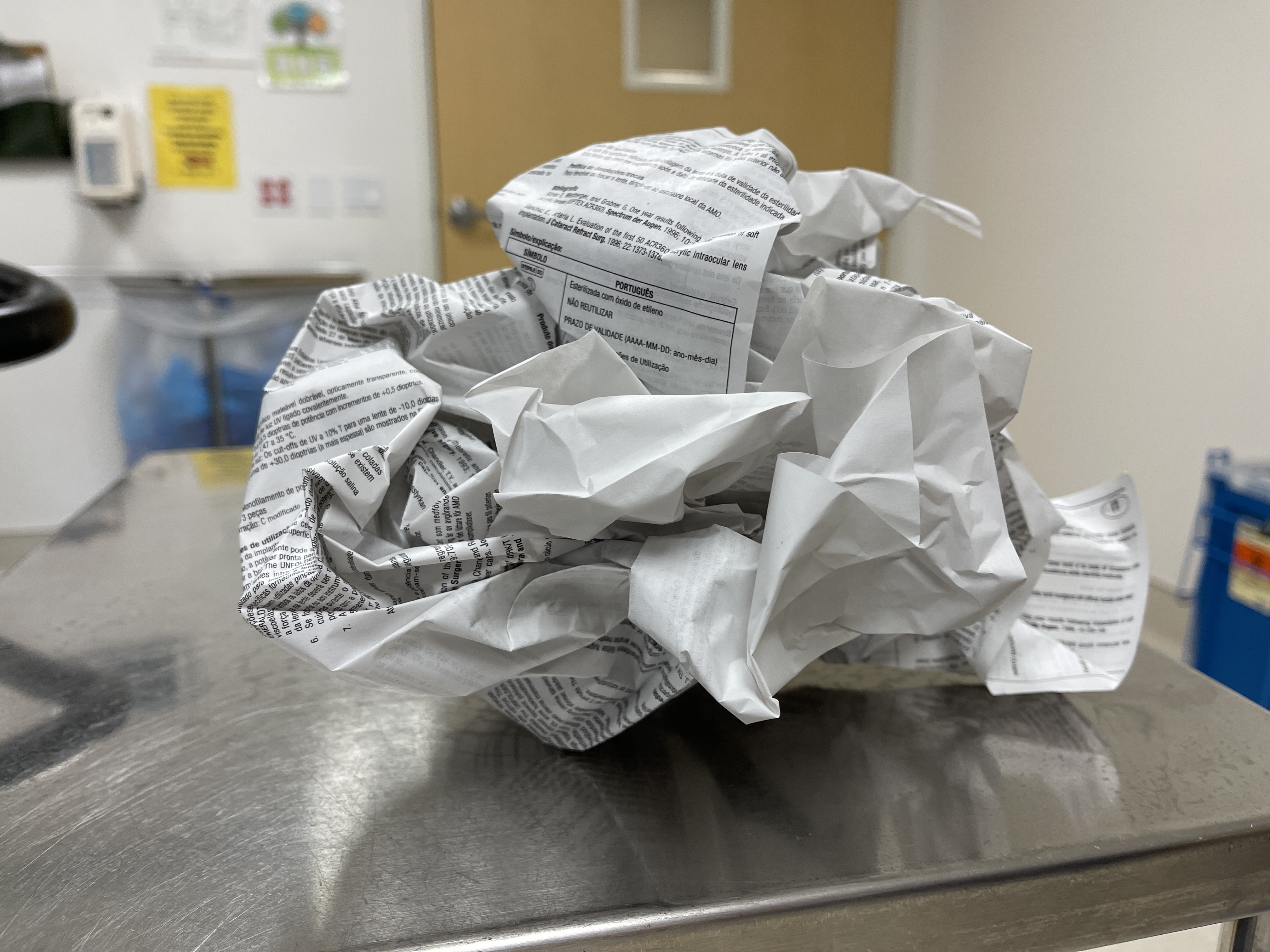 Crumpled up instructional sheet